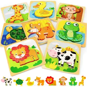 Wooden Toddler Puzzles for 1-3, Montessori Toys for 1 2 3 Year Old, Animals Puzzles for Toddlers 2-4, Kids Wood Puzzle Educational Toy for Baby 12-18, Best Learning Toy Gifts for Boys Girls