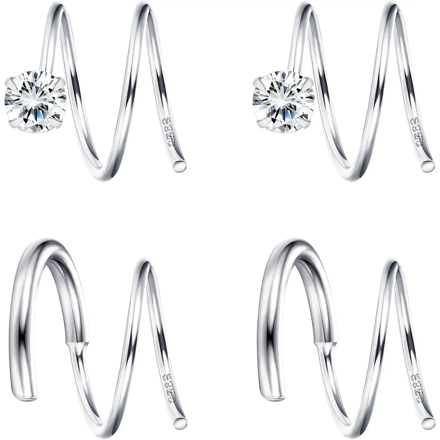 #C CZ Twist Earrings