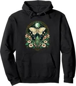 goblincore moth and butterfly moonphases flowers cottagecore Pullover Hoodie 6