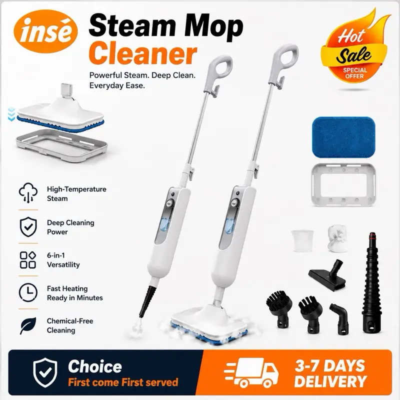 6-in-1 Steam Mop Cleaner – Multi-Surface Floor & Tile Steam Cleaner with Detachable Handheld Steamer