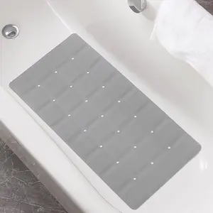 Foldable Non Slip Silicon Bath Mat Bathtub mat no Suction Cups Shower mats for Textured Tub and Reglazed Tub (Foldable -Grey, 28-inch x 14-inch)