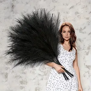 12-Piece Vintage Artificial Decorative Reed Grass Set, Plants, Bohemian Style Vase Filler, Home & Kitchen Decor Fabric Reed Stems, Wedding Decoration