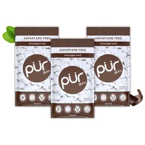 PUR Gum | Aspartame Free Chewing Gum | 100% Xylitol | Natural Chocolate Mint Flavored Gum, 55 Pieces (Pack of 3) Snack Sugar Peanut Nut