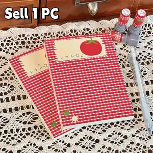 Vintage Tomato Grid Notebook, Thick Blank Pages, Simple Girl Design, Suitable for Daily Notes, Sketching, Student Creative Gift, Blank Paper Journal