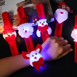 Christmas Gift Glowing Snap Ring Santa Claus Bracelet Children's Toy Holiday Gift for Students and Kids