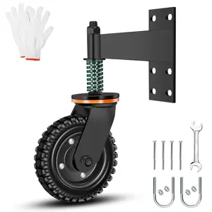 8 Inch Heavy Duty Fence Gate Wheel - 600lb Capacity for Metal Tube Gates With 360  Rotation Spring  Caster - Includes Screws and  - Durable Wheel for Smooth Operation (Black)