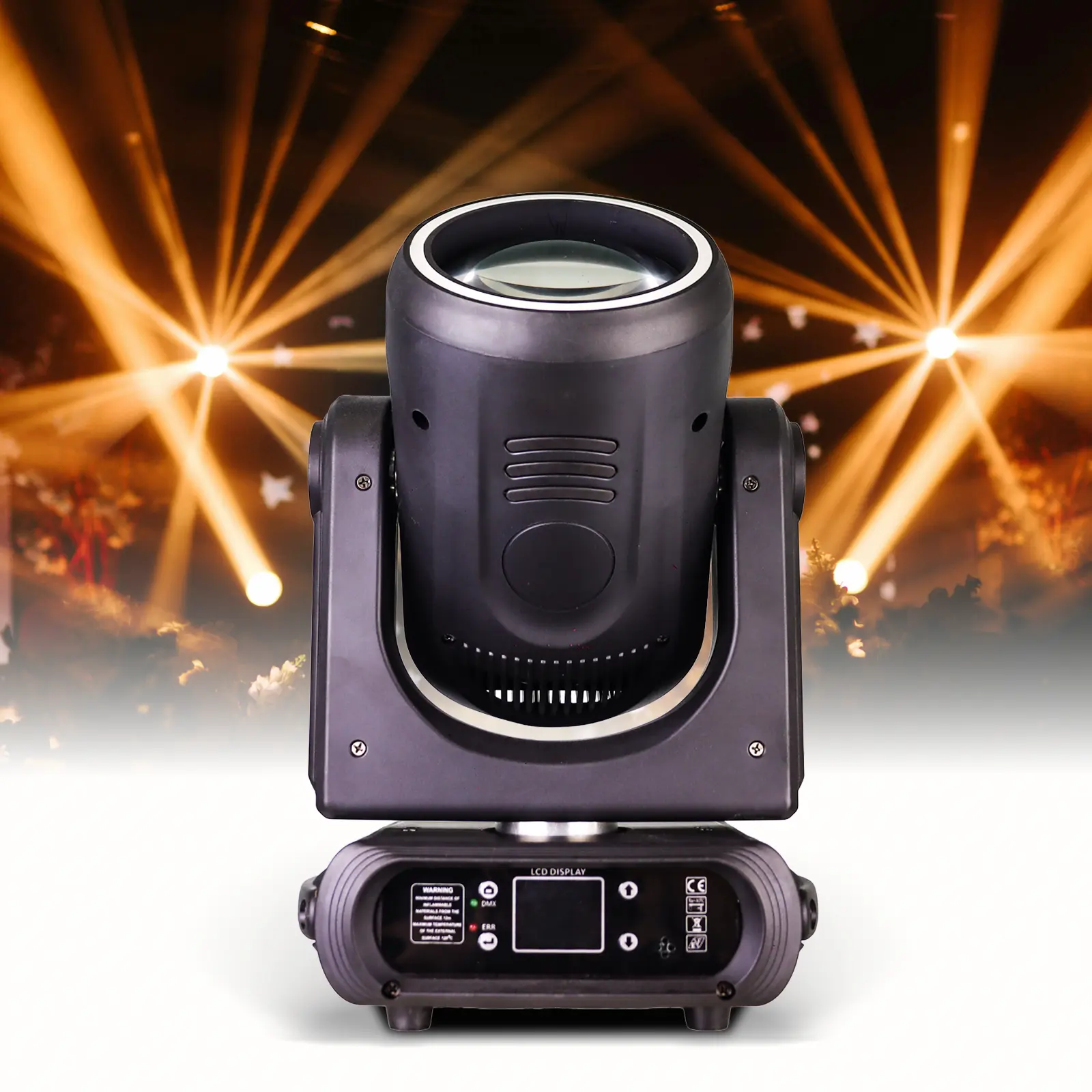 YUERLT 250W Moving Head Stage Light, 18-Rotating Prism, 14 Gobos, 11 Colors, Rainbow Effect Beam Spot Light with LED Ring, 14CH DMX512 Sound Activated for DJ Wedding Party Color Changing Lighting Led Light Up Led Lighting Adjustable Light Colors Rgb Light