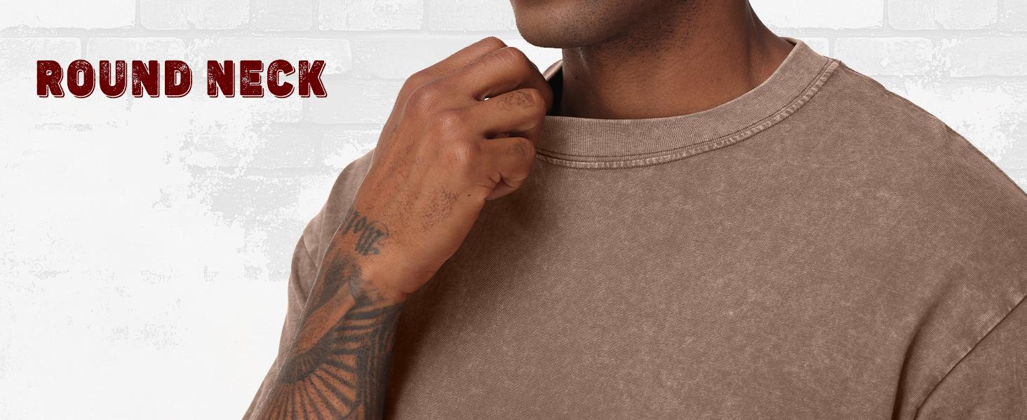 Men’s 2 Pack Vintage Acid Wash T Shirts – 100% Cotton Oversized Crewneck Gym Streetwear Tees (Black & Gray)