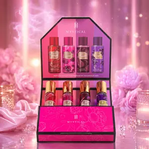 MYSTICAL 4Pcs Perfume Collection Gift Set for Women, Long Lasting Body Fragrance Mist Spray Kit - Pomegranate Citrus, Raspberry Rose, Merlot Pear, Berry Santal, Perfect Valentine Birthday Gift