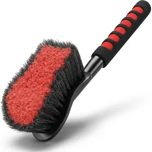 17.5" Wheel Tire  Brush Red Soft Bristle - Gentle  Wash Brush Long Handle for Safe Tire Sidewall & Wheel Cleaning - Scratch - Free Automotive Tool