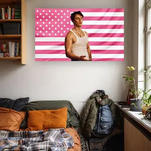 Drew Starkey Pink American Flag Tapestry | Rafe Cameron Outer Banks Wall Flag | Hot Boy Aesthetic Poster | Trendy Dorm Frat Room Decor