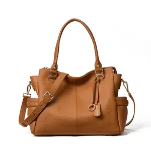 Nevin Genuine Pebbled Leather Carryall Tote Fit for 13'' Laptop