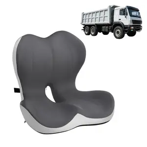 Gray-White Memory Foam Seat Cushion, Lumbar-Hip Integrated Pad, Pain Relief & Posture Support, Breathable, Washable, Non-Slip, for Office Chair, Car