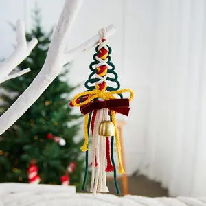 WOOLFOO Knotted Noel Handmade Macrame Christmas Ornament Holiday Decor Christmas Wall Door Hanger Rope Hanging Holiday Gift