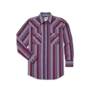 Men's Ely Cattleman Long Sleeve Textured Stripe Western Snap Shirt- Midnight & Tan