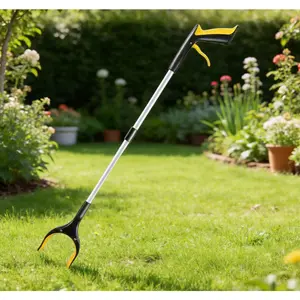 Foldable extra-long grabbing tool with rotating jaws and strong magnet, a multi-functional portable household picking assistant, used for fetching keys, garbage and books, suitable for the elderly and people with limited mobility