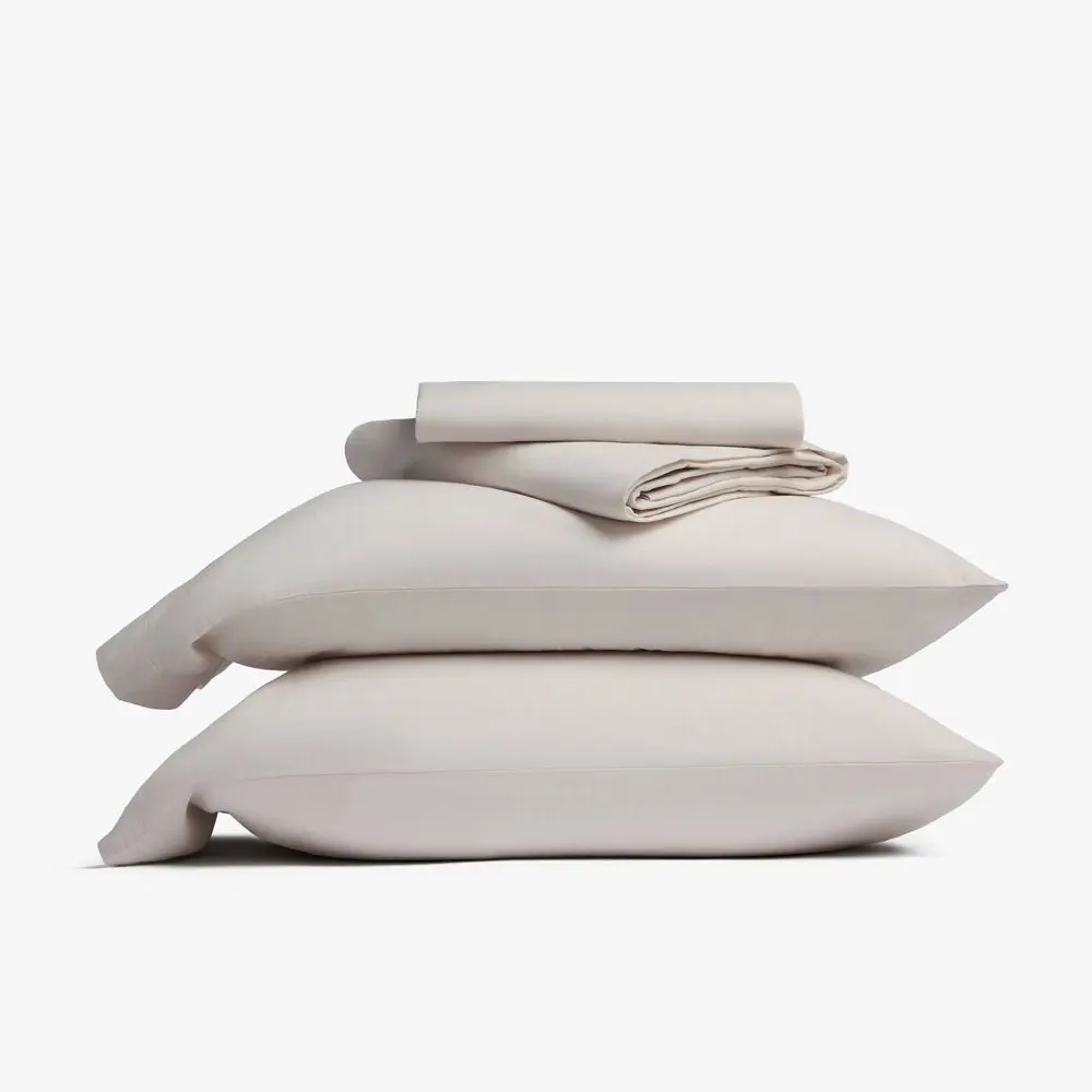 Parachute King Relaxed Linen Blend Sheet Set, Neutral Palette Parchment Home Bedding, Minimalist Design with Smooth Texture