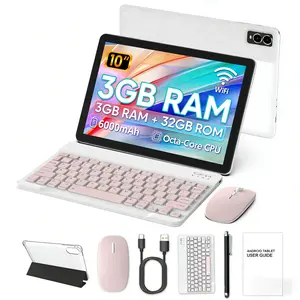 2in 1 Android 14 Tablet Latest Tablets, 10 Inch Tablet 3GB RAM 32GB ROM, 2in 1 Tablet with Keyboard, Case, Stylus, 6000mAH Long Battery Life, Tablet PC, 5G Wifi, 2MP+2MP Dual Camera, 1280 * 800 FHD IPS Screen, Tablet, Pad