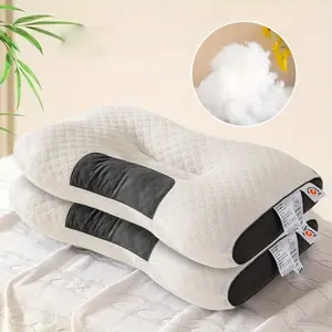 2-Pack Adjustable Contoured Ergonomic Cervical Pillow for Neck Relief, Orthopedic Design for Side & Back Sleepers, Compressible Polyester Fiber Filling, Cooling Breathable Cover, Two-Pack