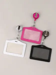 1 card holder and 1 retractable badge reel, work ID retractable lanyard, work ID card holder, certificate card holder, work ID factory shell, work ID access chest card holder, faux leather truck cover, student card holder, chest card identification sleeve