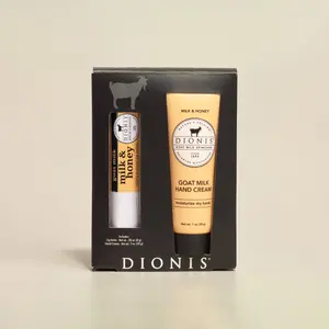 Dionis Goat Milk Skincare Milk & Honey Lip & Hand Set - Gift Set for Women, Teacher Gift, Stocking Stuffer, Gifts for Friends