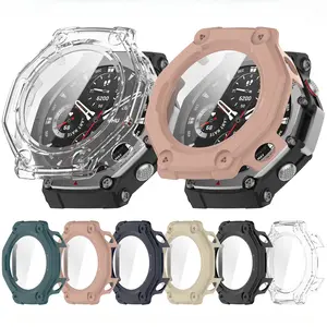 2 Pcs Leisure Sports Business Suitable for Amazfit T-Rex3/T-Rex3 PRO 48MM Smart Watch Protective Case Case Watch Accessories with Tempered Film PC