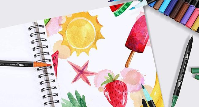 Ohuhu Markers: Brush & Fineliner Dual Tips - 120 Colors - Brush Pens Dual Brush Fine Tip Drawing Pens Water-Based Coloring Markers for Calligraphy Bullet Journal with Carrying Case for Adult Coloring Books - Black - Maui Series of Ohuhuart Ohuhu Markers: Brush & Fineliner Dual Tips - 120 Colors - Brush Pens Dual Brush Fine Tip Drawing Pens Water-Based Coloring Markers for Calligraphy Bullet Journal with Carrying Case for Adult Coloring Books - Black - Maui Series of Ohuhuart