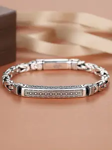 Vintage S925 Peaceful Huiwen Pattern Men's Bracelet, Unique, Trendy, Dominant, Exquisitely Distressed Gift Accessory for Singles