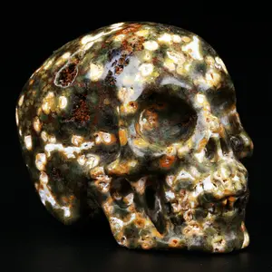 2.0 " Ocean Jasper Carved Crystal Skull,Super Realistic, Crystal Healing