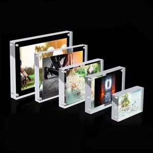Transparent Acrylic Photo Frame Magnetic Poster Display Stand PhotoCard Holder Picture Frame Practical Message Memo Board-Frame