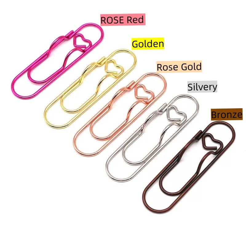 10 Pack Cute Heart Metal Pen Clips, Multi-Use Bookmark Clips for Journal Notebook, Office School Stationery