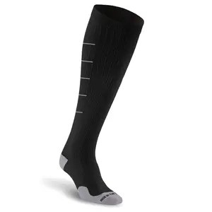 PRO Elite 2 Black Grey Knee High Compression Socks for Running Training Work and Recovery Graduated Compression 20-30 mmHg Moisture Wicking Made in USA