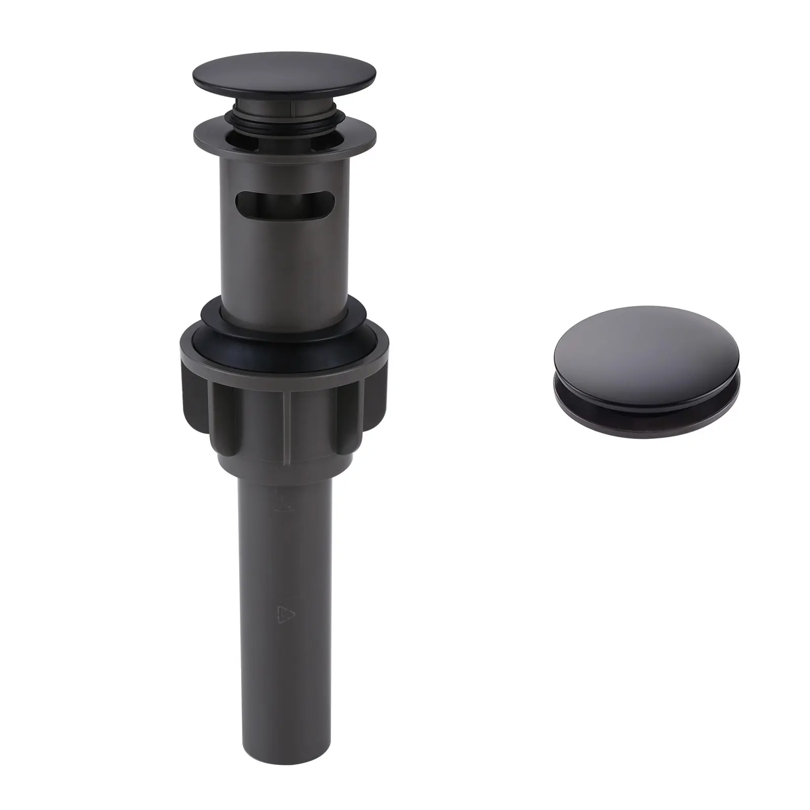 WOWOW Matte Black Stainless Steel Bathroom Vessel Sink Drain Stopper - With Overflow, Built-in Anti-Clogging Strainer, Ideal for RV Bathrooms and RV Owners