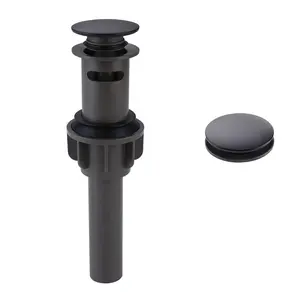 WOWOW Bathroom Sink Drain, Pop Up Drain Stopper for Bathroom Sink and RV Sink, with Overflow, Matte Black Vessel Sink Drain, Built-in Anti-Clogging Strainer sink drain sink drains