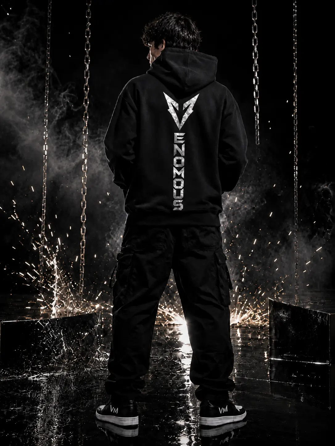 Vertical Venomous Silver Foil Urban Hoodie