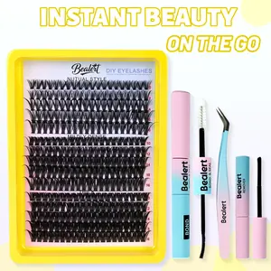 BEALERT 60D+80D+100D Thick Volume D Curl 10-18mm Individual Lashes Clusters for Self Use with Lash Bond & Seal Easy Application and Secure Fit Makeup Daily Cosmetic