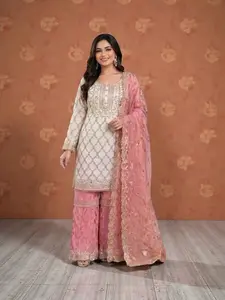 Faux Georgette Party Wear Gharara Salwar Kameez, Cultural Wear for Women