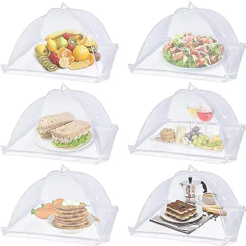 Food Cover, 6 Counts Reusable Foldable Mesh Food Tent, Collapsible Food Cover for Home And Kitchen Use Indoor & Outdoor Party Picnic BBQ
