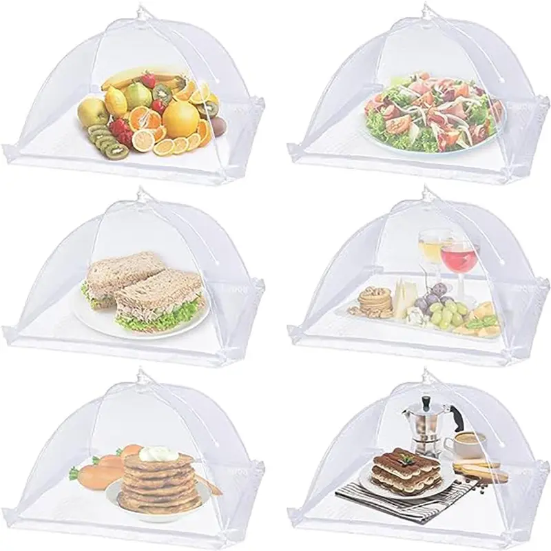 Food Cover, 6 Counts Reusable Foldable Mesh Food Tent, Collapsible Food Cover for Home And Kitchen Use Indoor & Outdoor Party Picnic BBQ