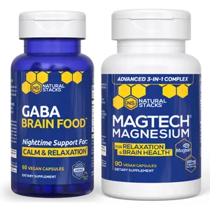 Sleep & Relaxation Stack with Magnesium and GABA - 3 forms of Magnesium: Glycinate, L-threonate, Taurate - For Sleep and Brain Supplement