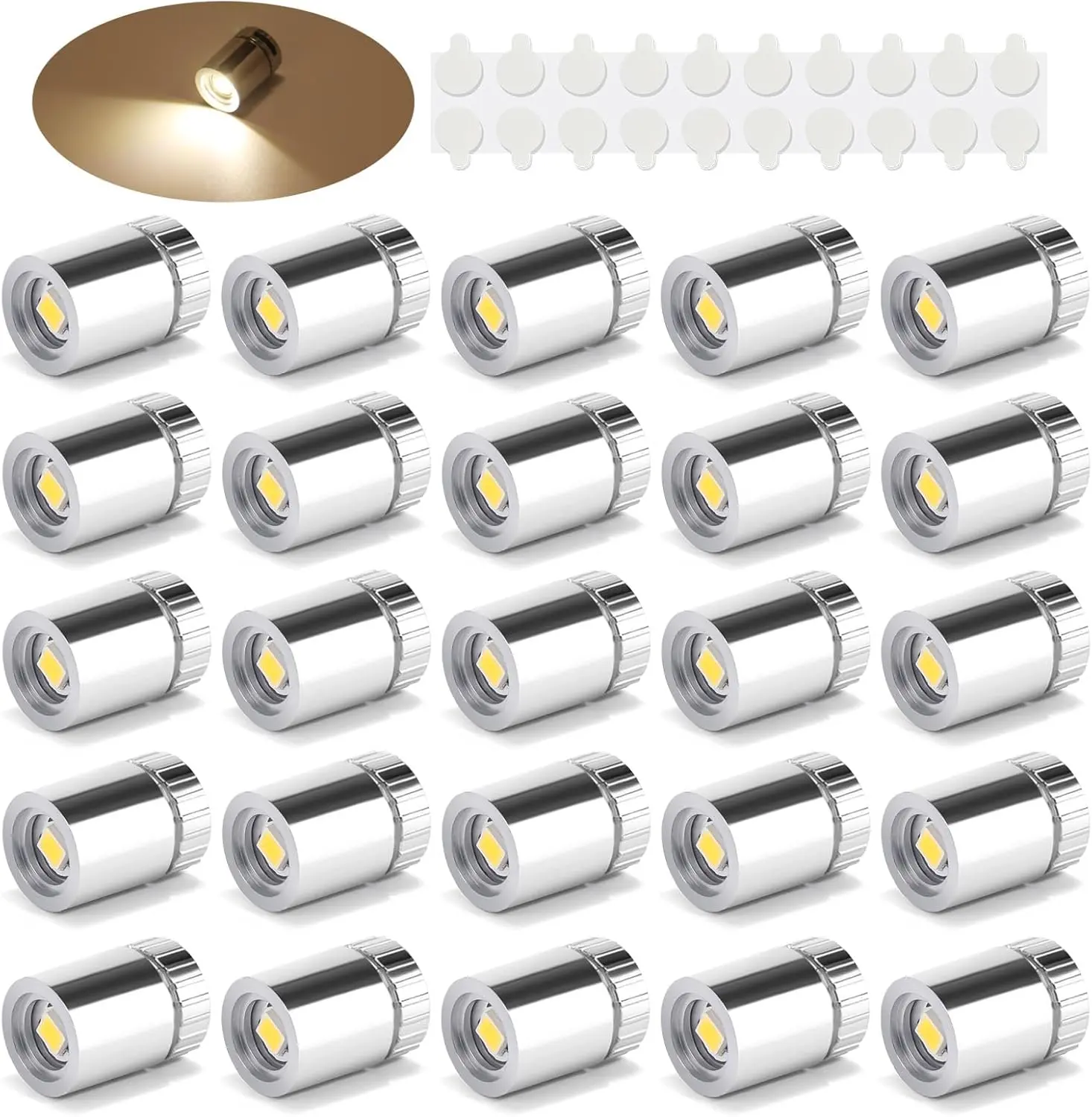 TAYSING 20-Pack Dimmable Warm White Battery-Operated LED Small Spotlights, Cordless Professional Photography Fill Light for Artwork, Display Cases