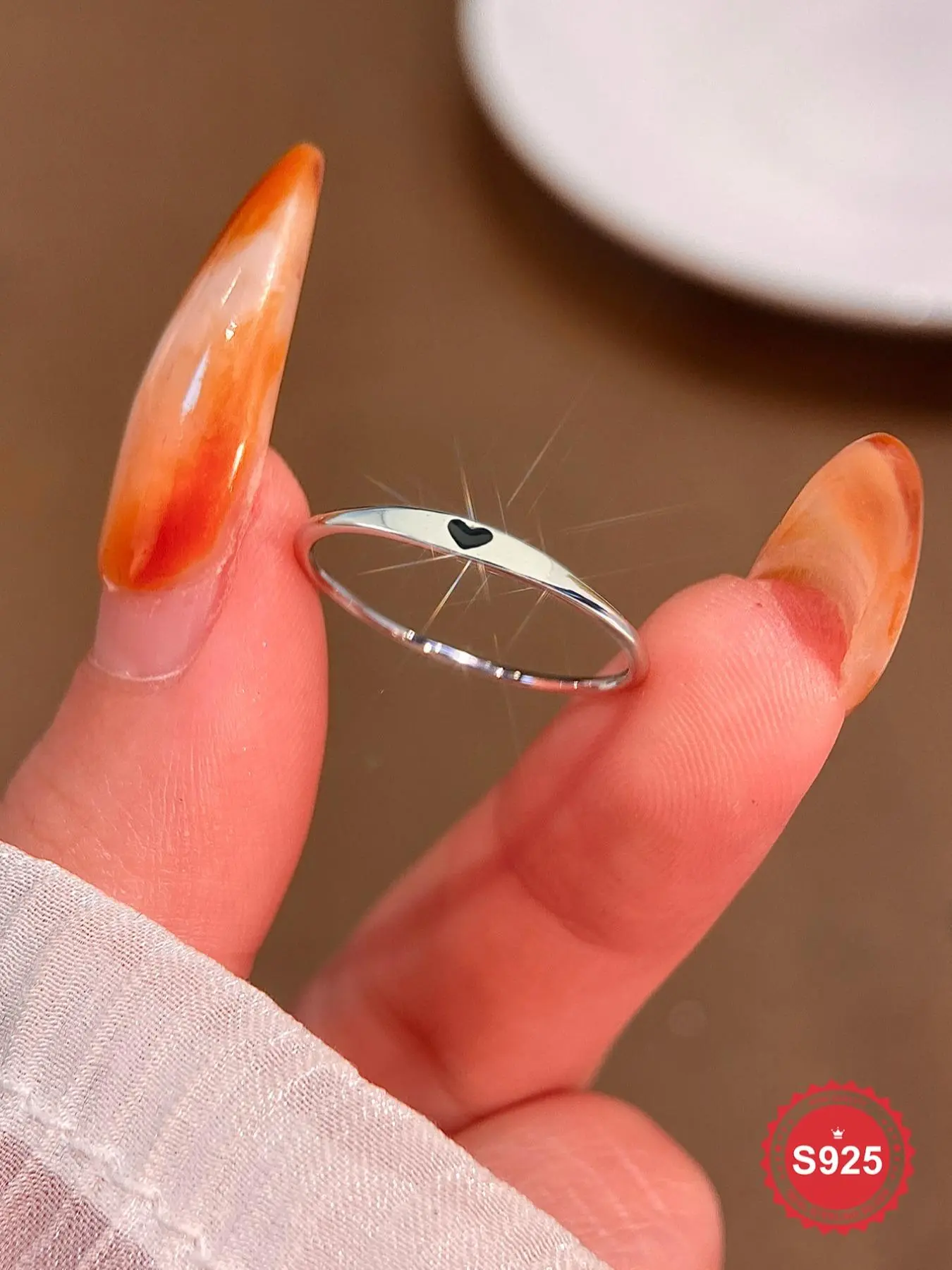 S925 Sterling Silver Heart Decor Ring, Heart Shaped Ring, Fashion Accessories for Women & Girls, Trendy All-match & Exquisite Jewelry for Birthday Gift, Fashion Heart Rings, Heart Design Ring, Statement Rings