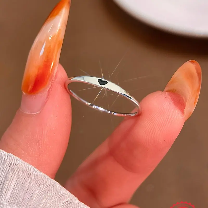 Elegant Heart-Shaped Ring for Women, Fashion Ring Jewelry, Casual Daily Wear Jewelry, Perfect Gift for Dates and Holidays, Lightweight 1g Silver Color