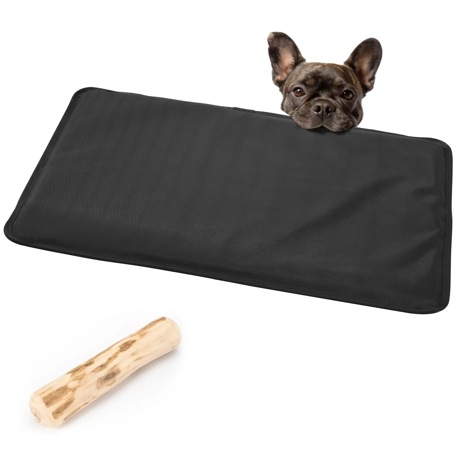 Chew Proof Dog Bed Small Sized Dog, Indestructible Chew Resistant Dog Crate Mat, Machine Washable & Waterproof Durable Kennel Mat for Teething Puppies, Black (15.35"x21.25")