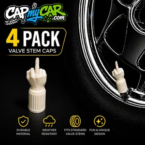 Middle Finger Valve Stem Caps – Funny 4 Pack