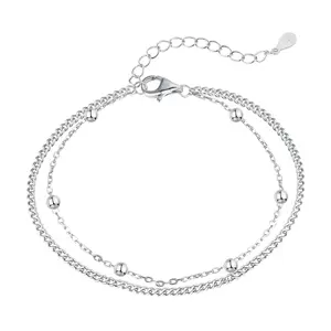 Double silver bead bracelet