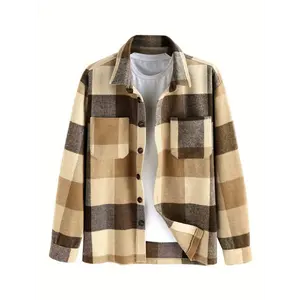 Long Sleeve Lightweight Flannel ZAFUL Men's Plaids Shirt Button Down Shacket Casual With Pockets
