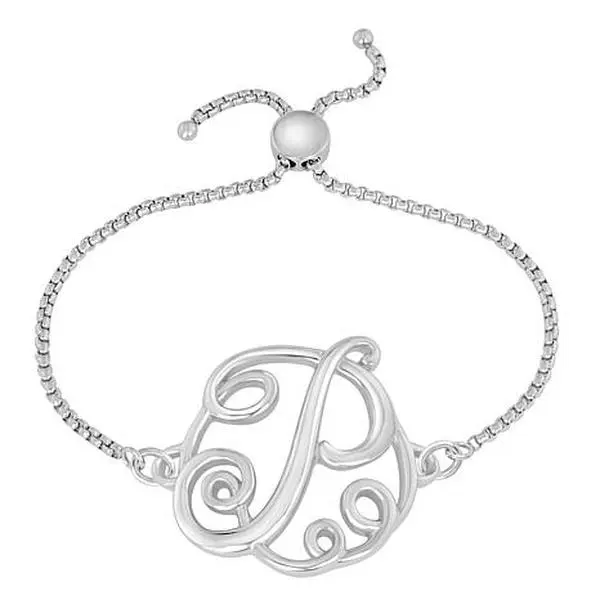 Stately Steel Stainless Steel Initial Chain Adjustable Bracelet