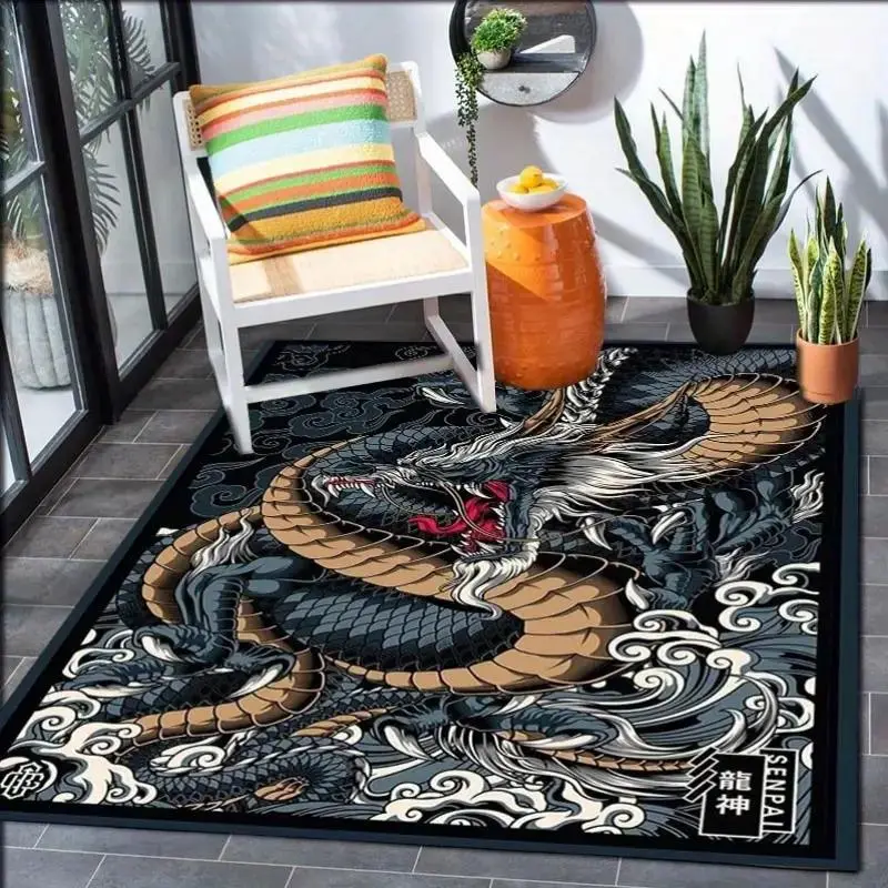 Washable Dragon Area Rug 