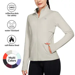 baleaf Women's Fleece Running Jacket Water Resistant Full Zip Winter Cold Weather Gear Thermal Cycling Workout Jackets